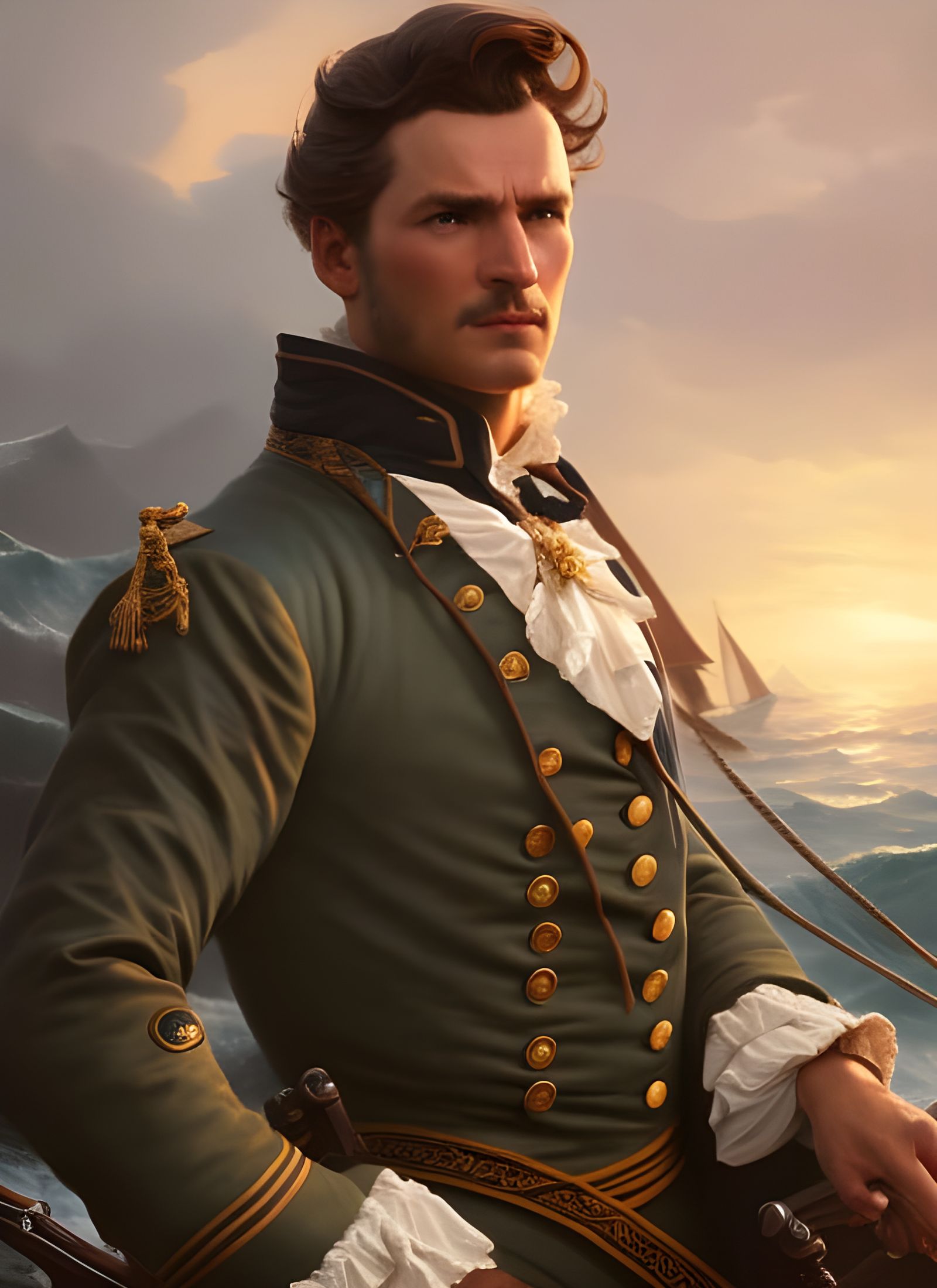 1800s European Sailor Portrait in Dynamic Lighting