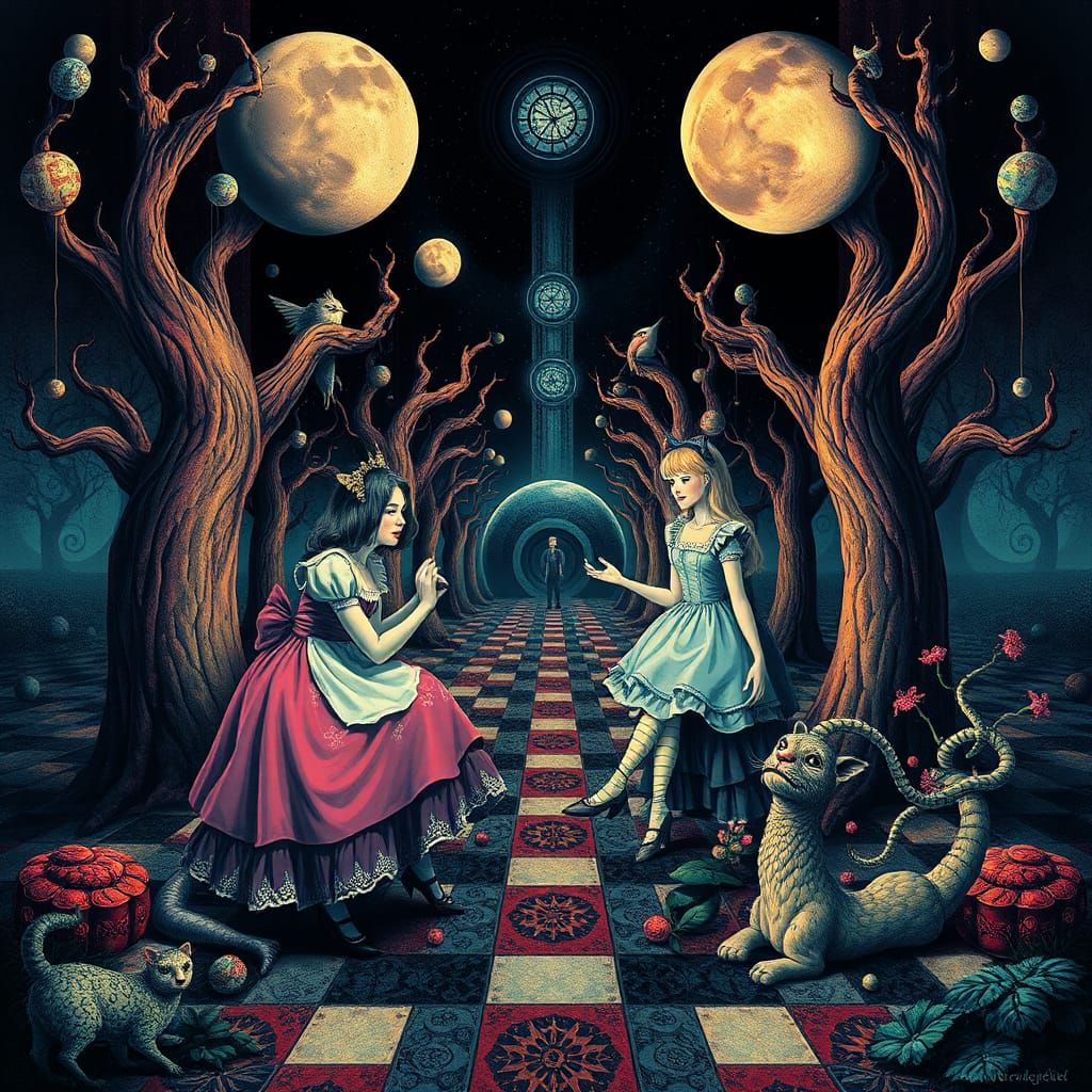 Alice in Wonderland: Surreal Art in Leonora Carrington Style