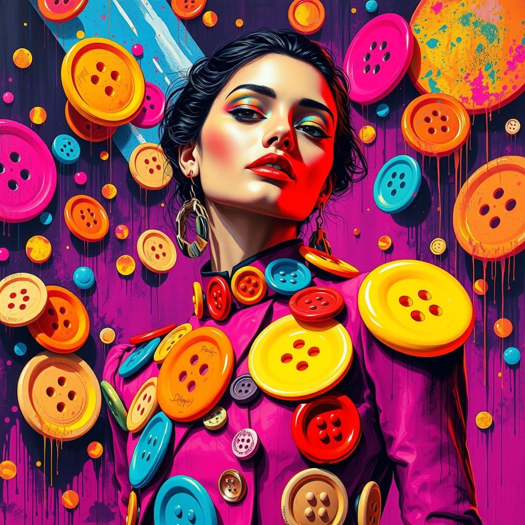 Surreal Haute Couture Dreamscape in Vibrant Pop Art Style