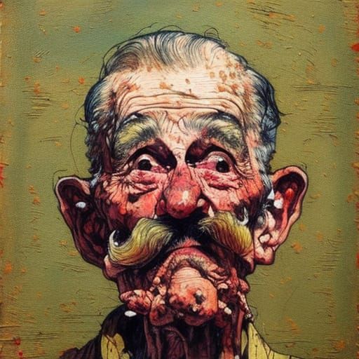 portrait of a crumbly old man