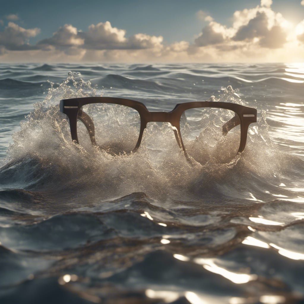 Surreal 3D Cinematic Masterpiece of Drifting Glasses in Epic...