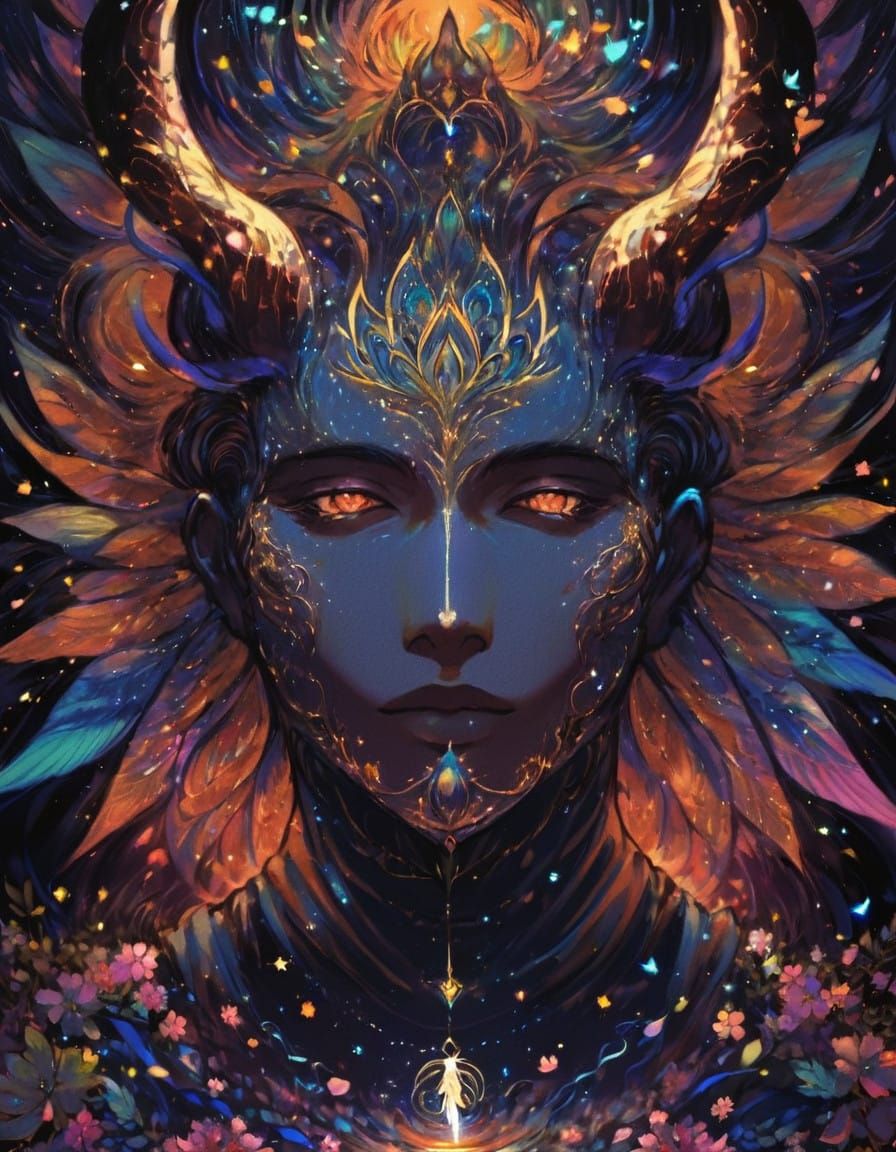 Enigmatic Fantasy Creature Under Ethereal Bloom