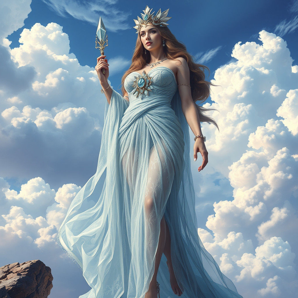 Goddess of Elements in Diamond Dress, Fantasy Art