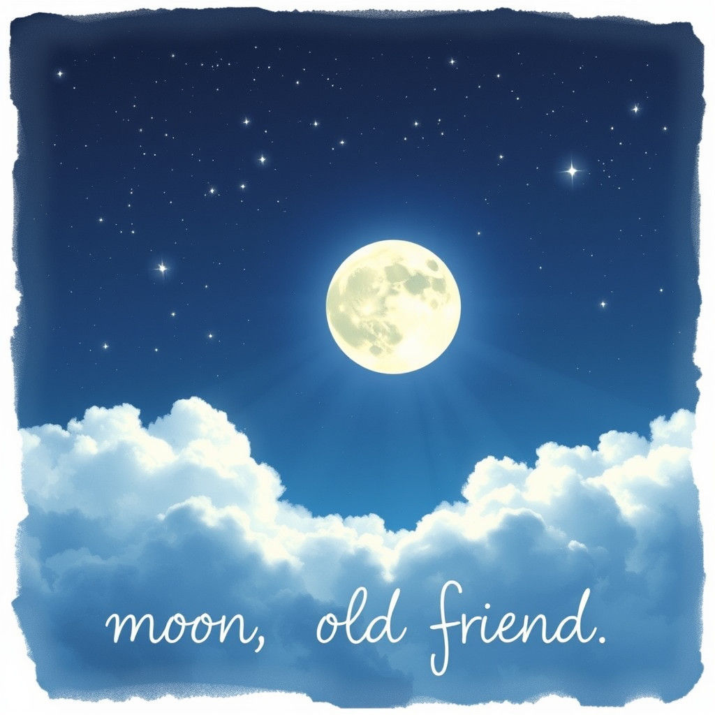 Calming Starry Night with Moon and Handwritten Text