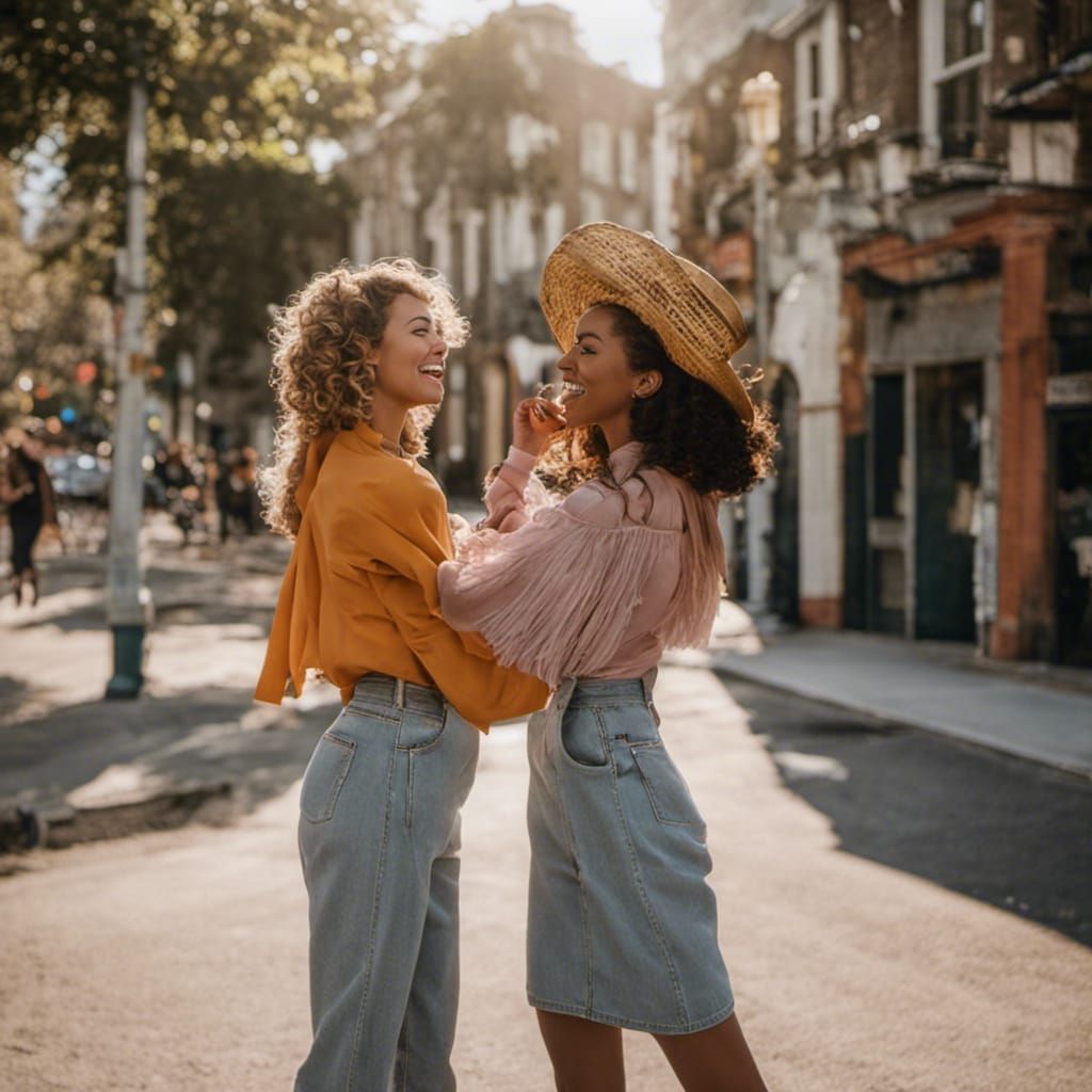 Friends meeting on the street