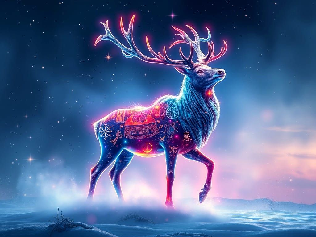 Ethereal Elk Made of Prismatic Light