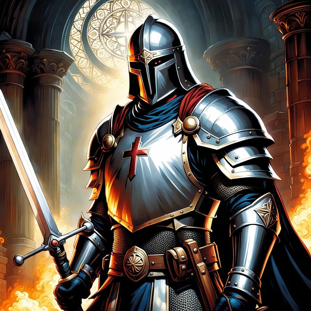 Noble Pilgrim Paladin Crusader in Comic Book Art