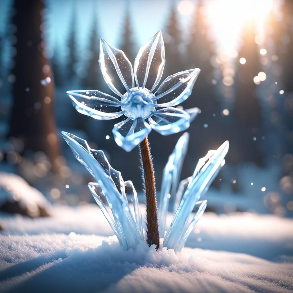 Intricate 3D Ice Flower, Game Cinematic Render
