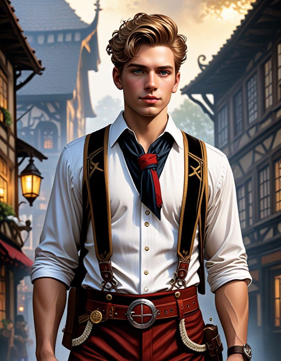 Bavarian Boy in Lederhosen: Comic Book Art