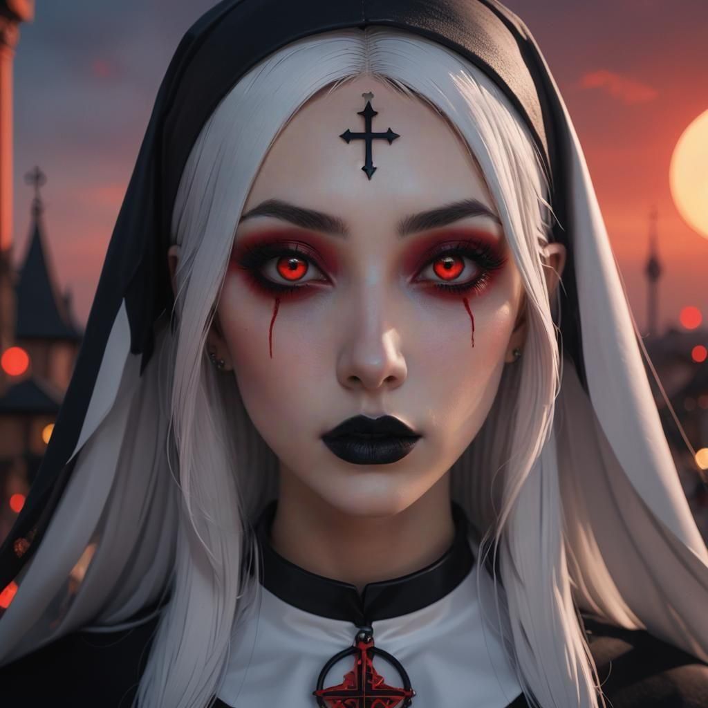beautiful goth vampire Nun