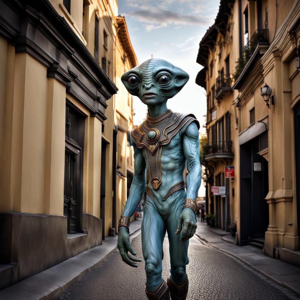 Aliens and Humans at Rock Concert: Photorealistic Photograph...