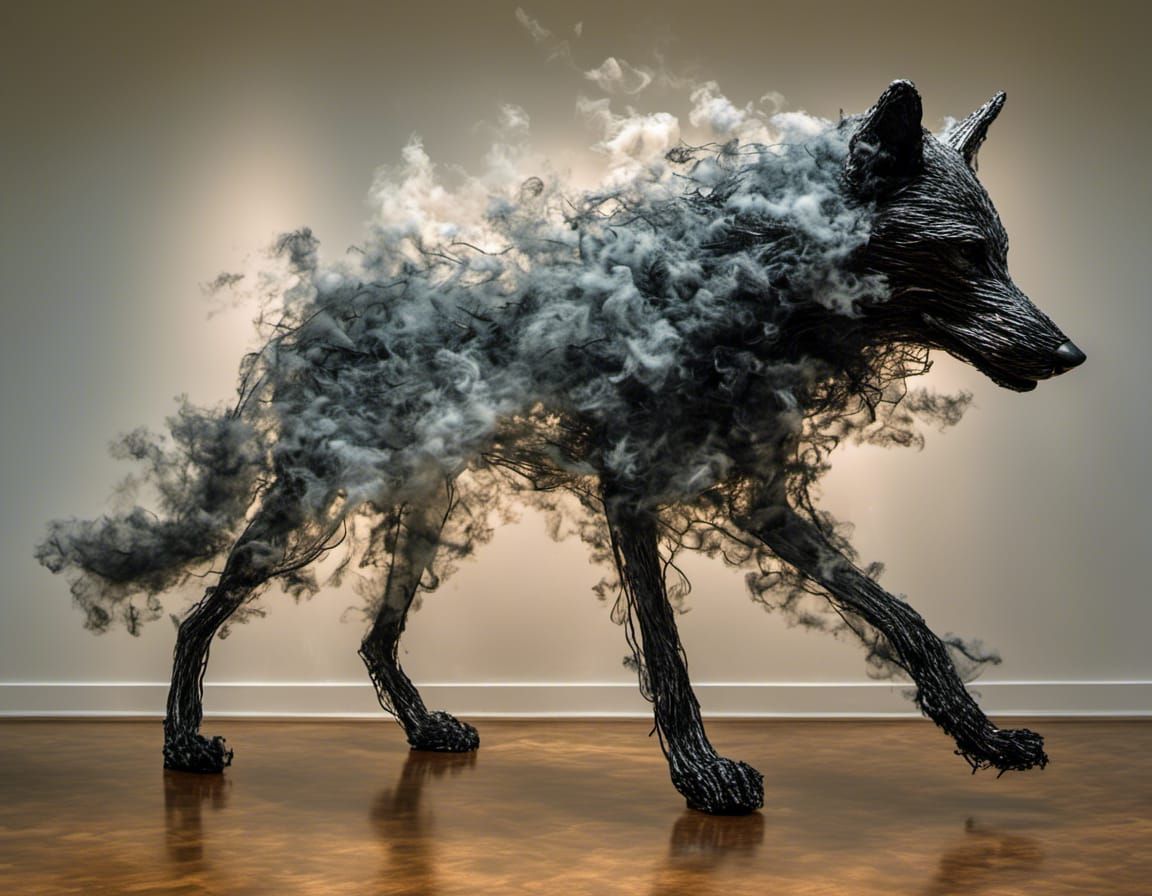 Ethereal Smoke Wolf in Metal Needle Style