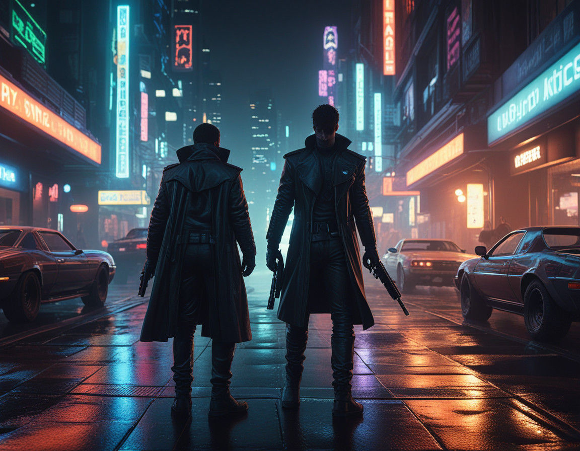 Gamer Heroes in Neon-Lit Metropolis