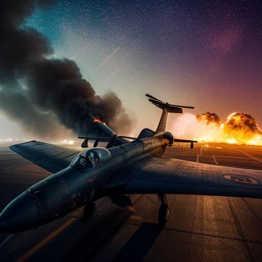 WWII Airfield Under Night Bombing: Hyper-Realistic Digital A...