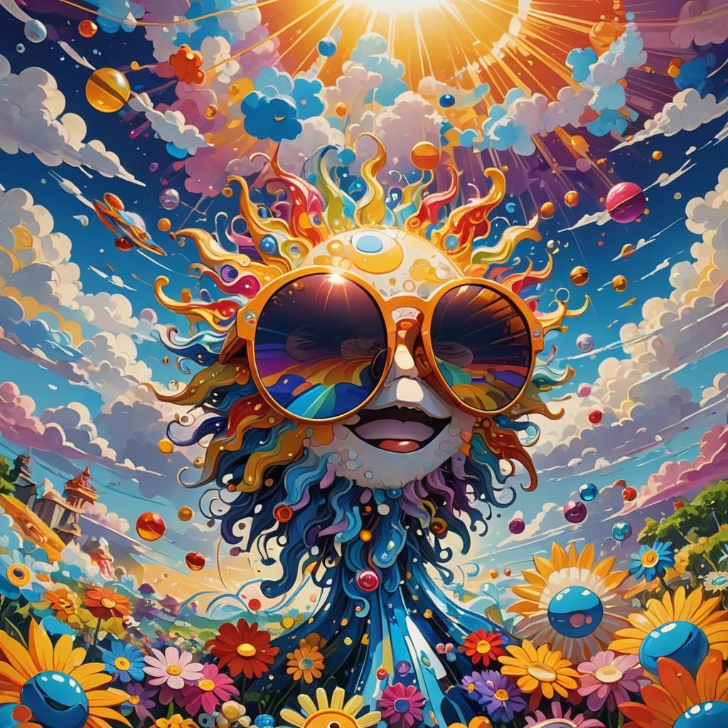 Summer Sun with Sunglasses in Fantasy Style