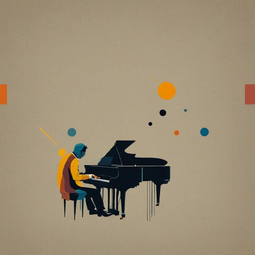 Minimalist Jazz Man at Piano: Digital Pop Art
