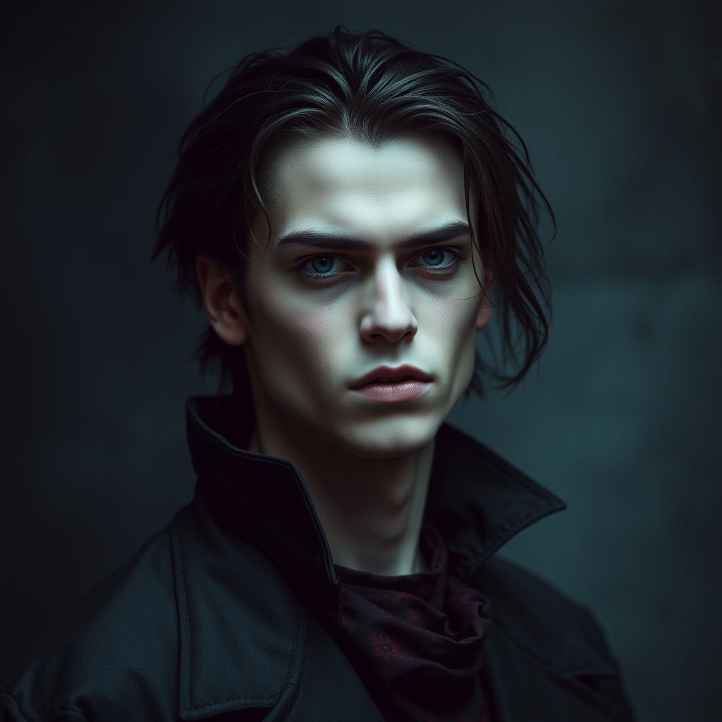 Gothic Portrait of Eurasian Teenage Vampire