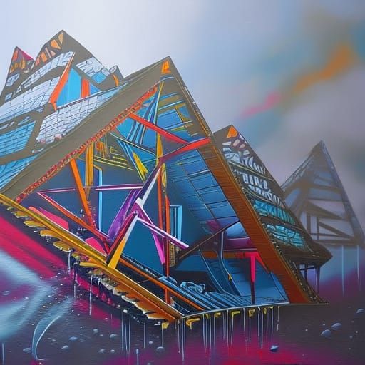 Colorful Graffiti Street Art at The Pyramid