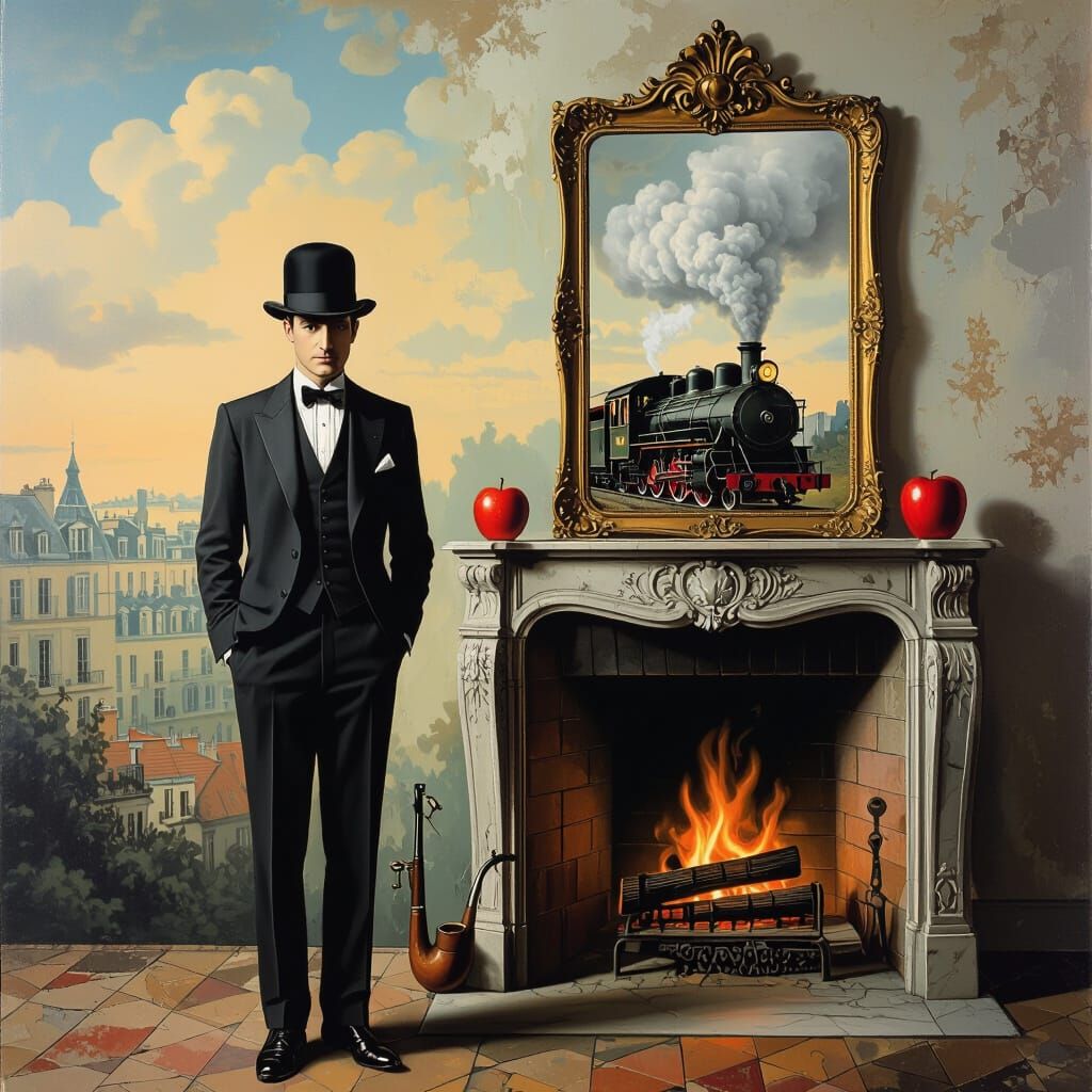Surreal Parisian Man in Tailored Suit, Dali Style