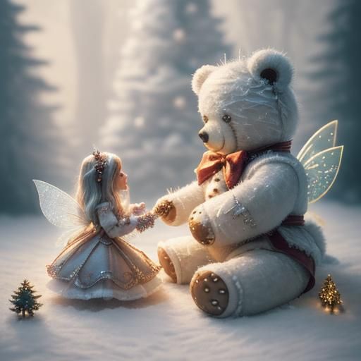 Magical Teddybear Christmas Wonderland in Hyperrealistic Sty...