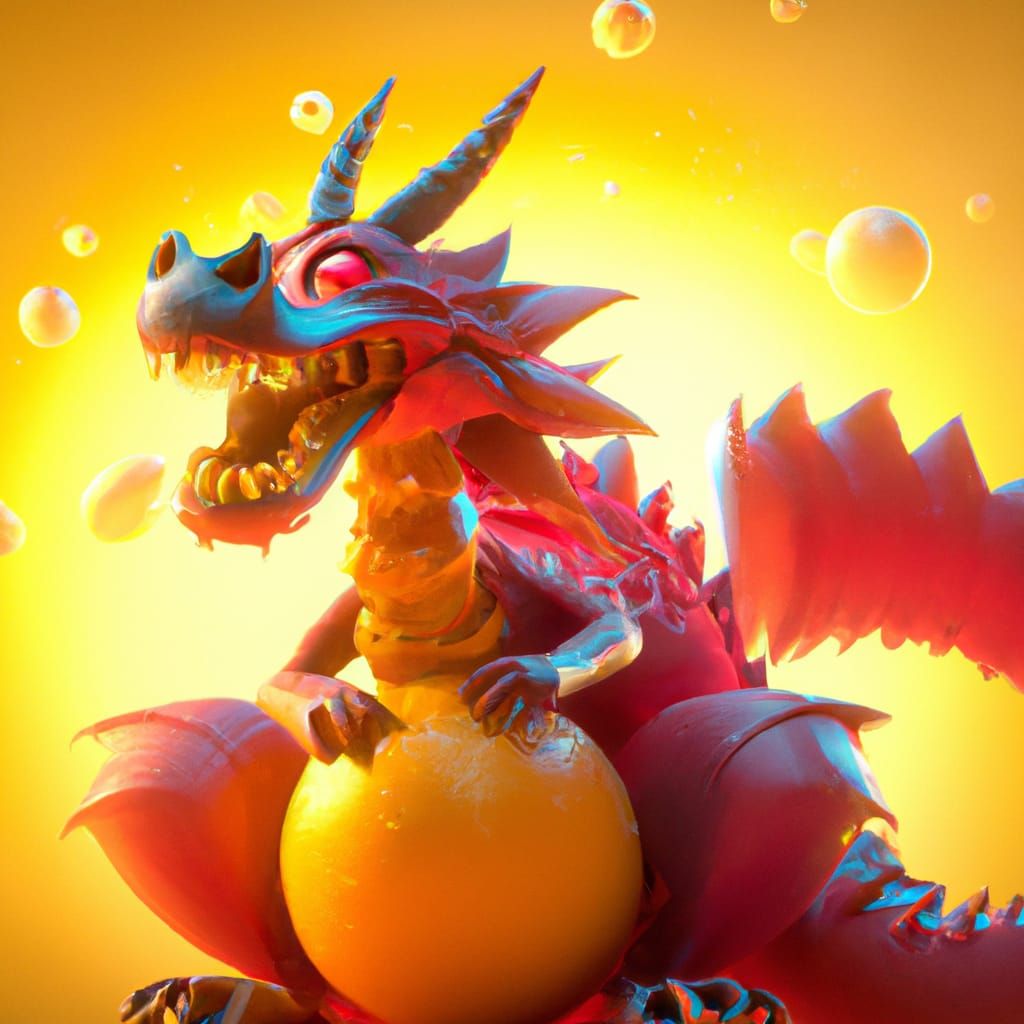 Grown-Up Pineapple Dragon: 3D Digital Art