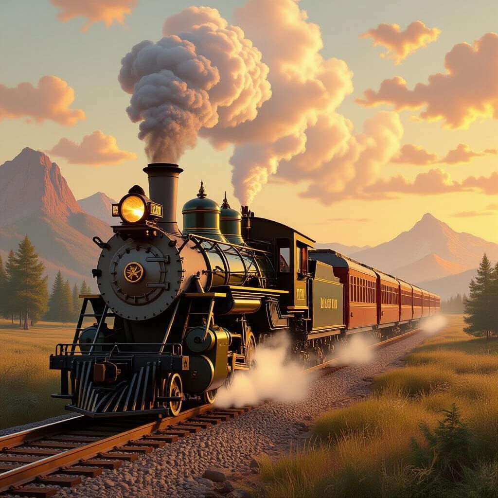 Mystical Locomotive in Dreamy Hudson River Landscape