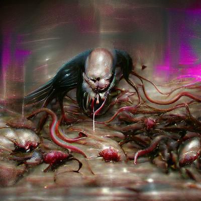 Sinister Maggot Feeding: Dark Fantasy Art