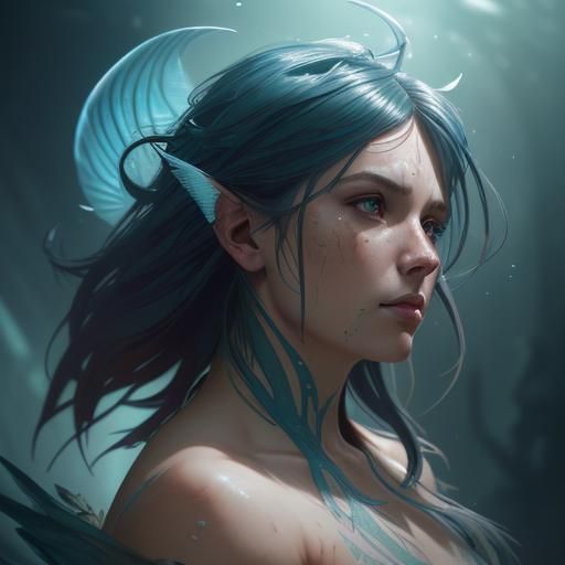 Portrait of Person with Fish Fins