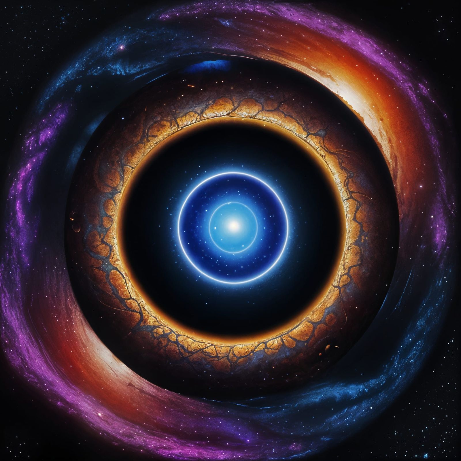 A sentient nebula takes the form of a colossal eye, gazing out into the vast expanse of the universe, its pupil a swirli...