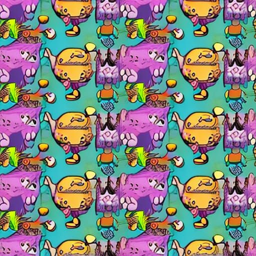 Cats and Balls Seamless Pattern in Pop Art Style