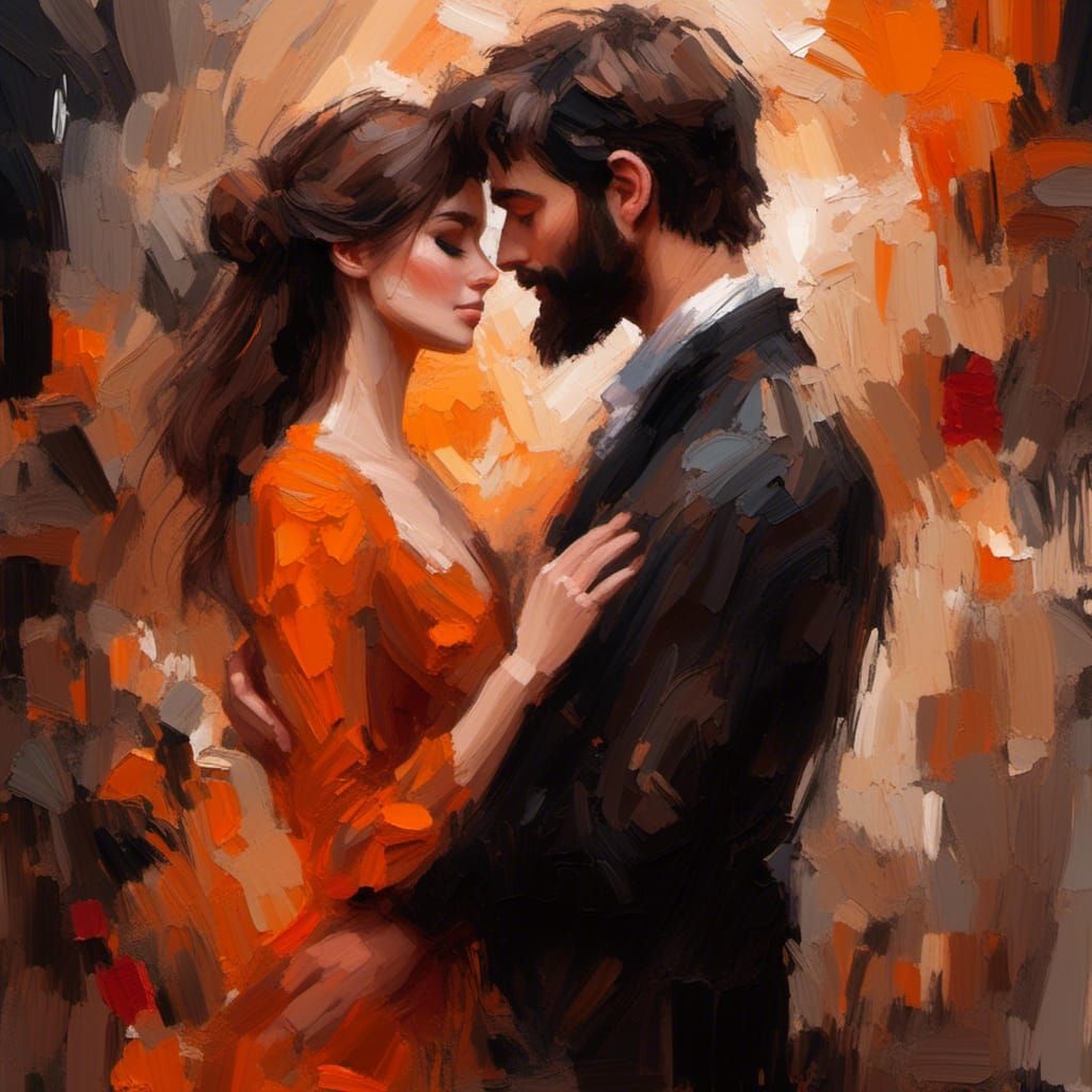 Romantic Couple in Impressionistic Digital Painting