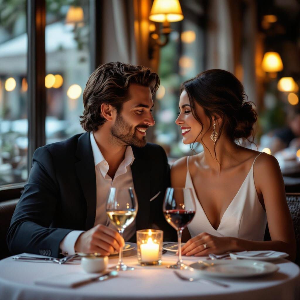 Romantic Candlelit Dinner: Elegant Restaurant Scene