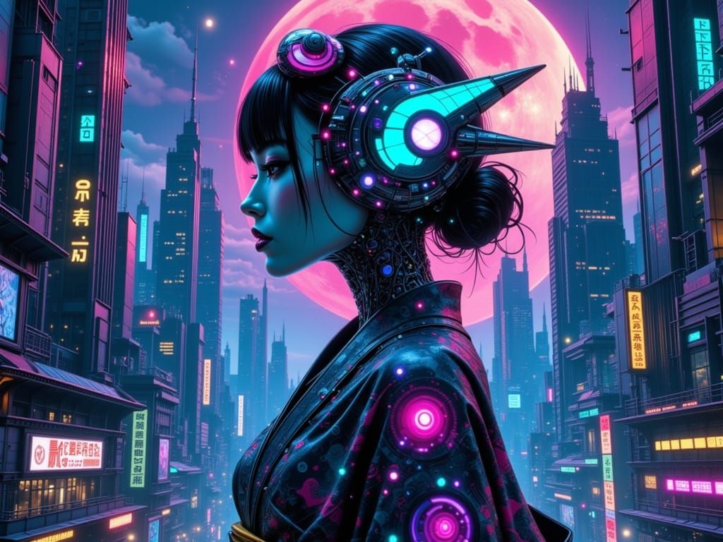 Cybernetic Reptilian Companion in Fractal Metropolis