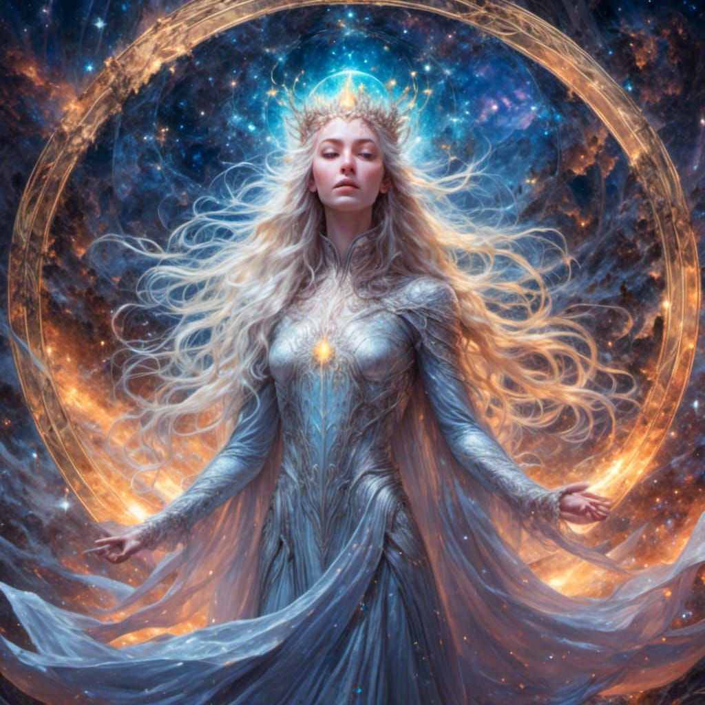 Twilight Galadriel Holographic Astral Cosmic Illustration