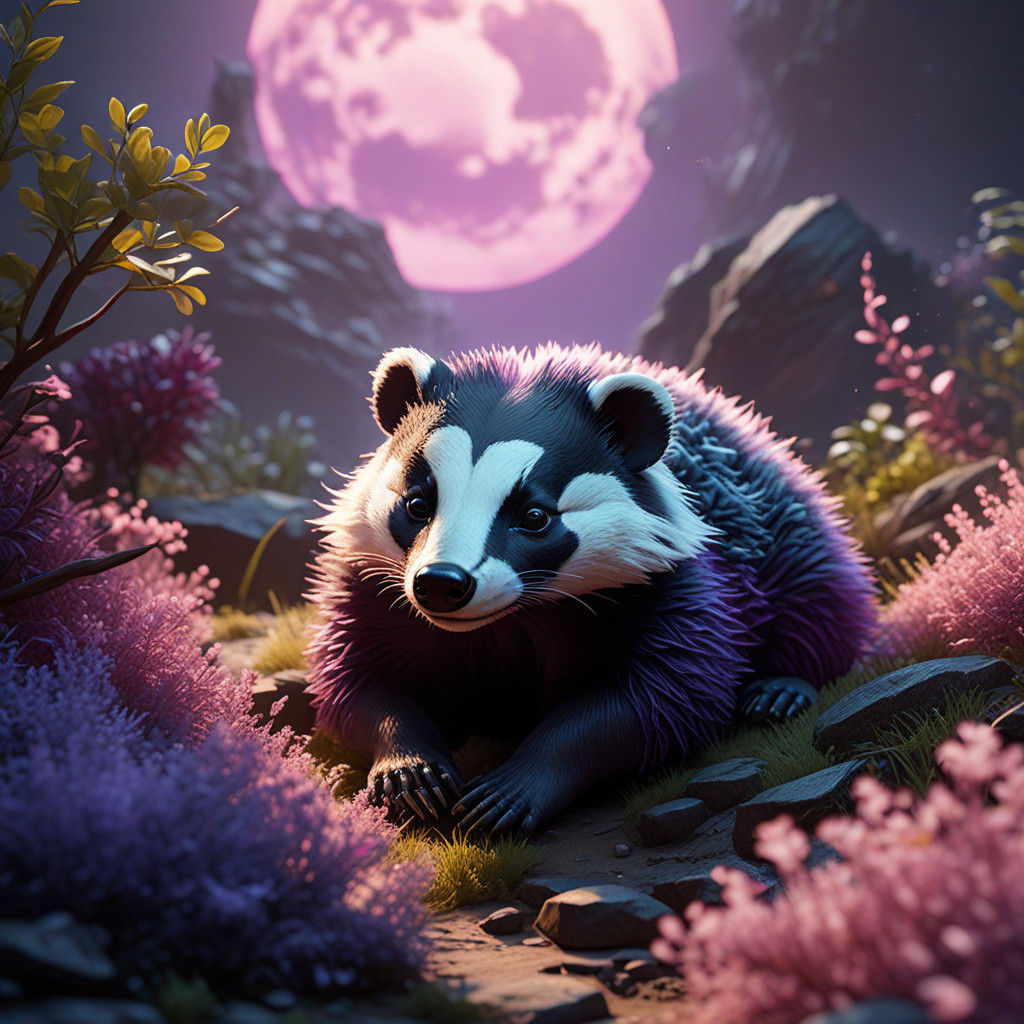 Whimsical Cloud Badger Dreamscape in Pastel Hues