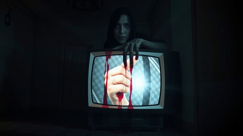 Haunting Figure Emerges from Vintage TV Screen