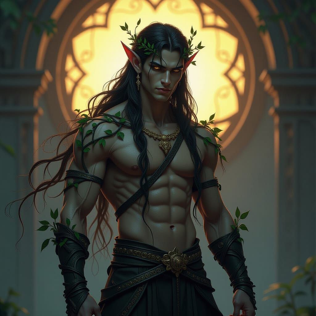 Heroic Wood Elf in Dark Fantasy Style