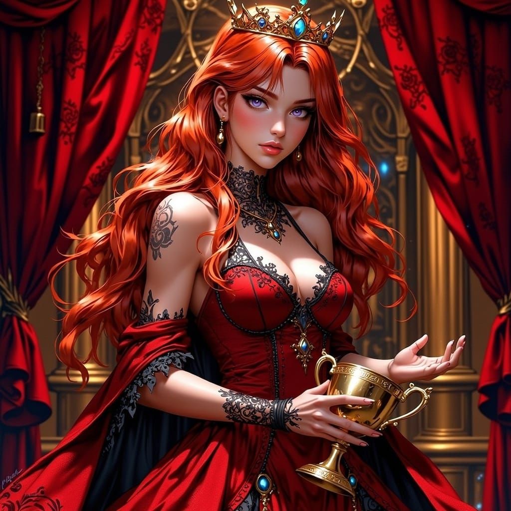 Anime Style Red Queen Portrait in 4K