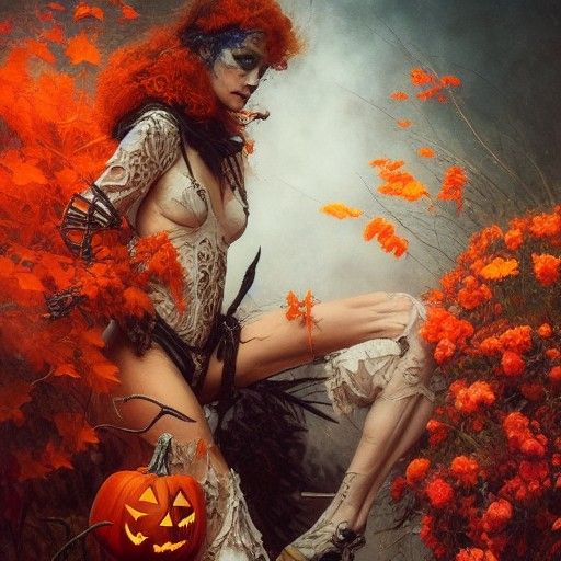 Sinister Halloween Scene in Hyperdetailed Style