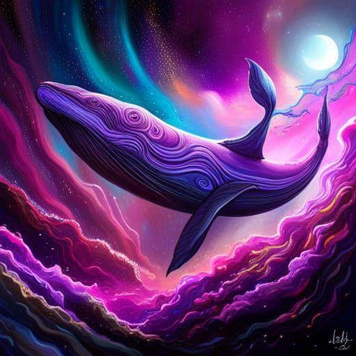 Stunning Galaxy Whale Graffiti Art