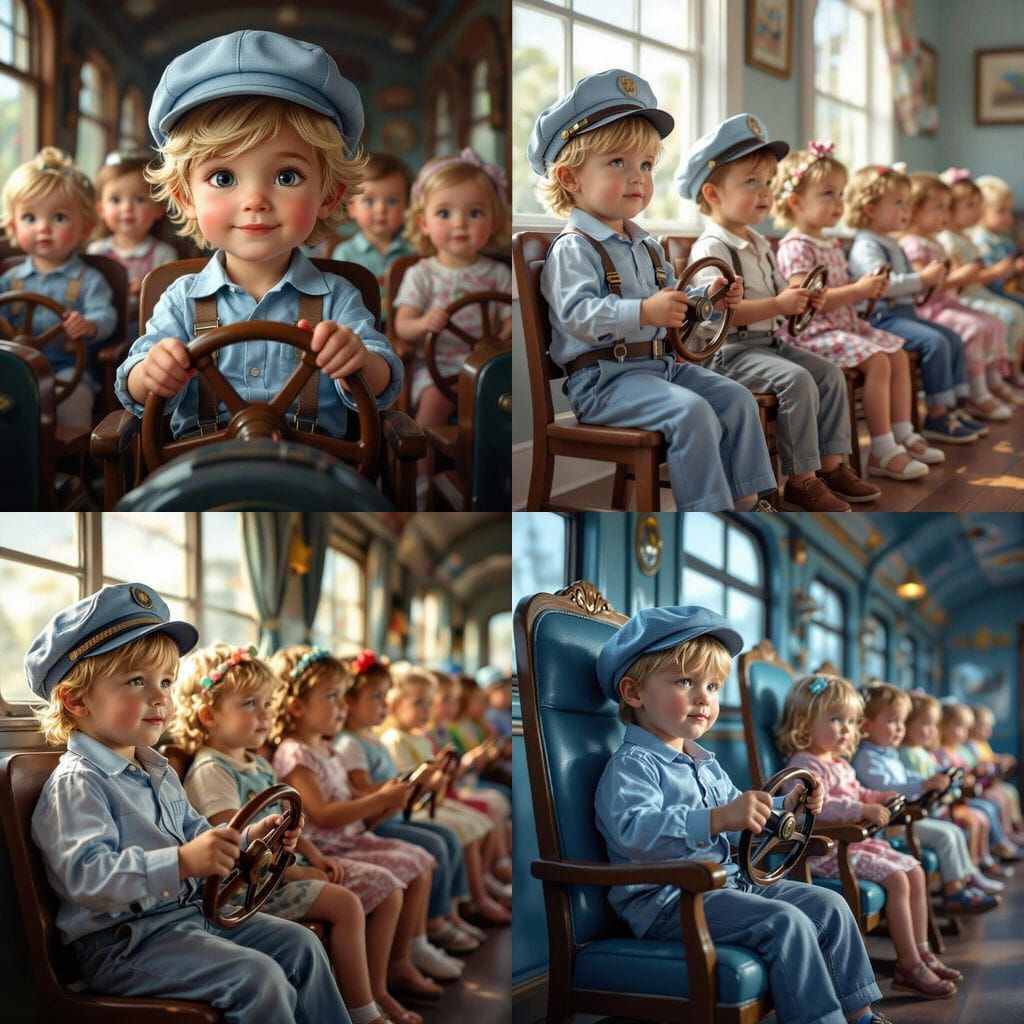 Children Play Train Game in Sweet, Peaceful Atmosphere