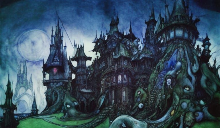 Fairytale Castle in Surreal Magical Forest