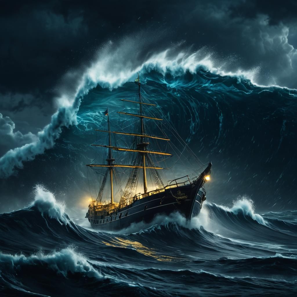 Galleon Rides a Tsunami Wave in Dramatic Film Still