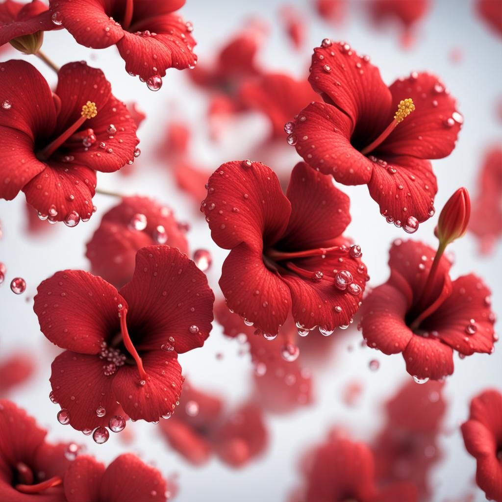 Red Hibiscus Flower with Holographic Effects