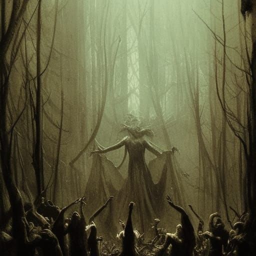 Dark Black Magic Ritual in Twisted Forest