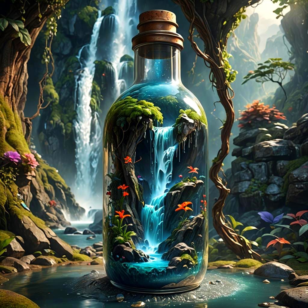 Waterfall in a Bottle: Fantasy Concept Art