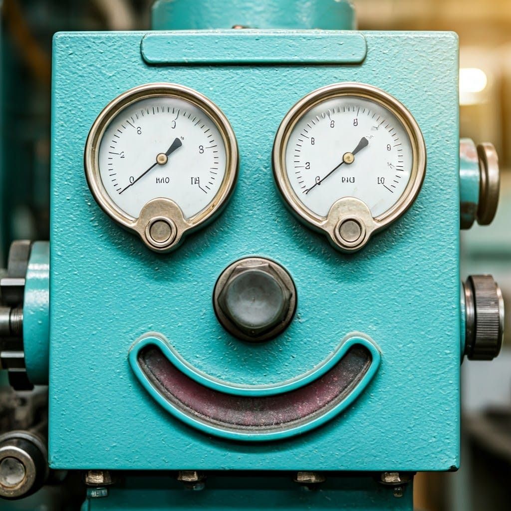Industrial Machine Smiles in Factory Setting
