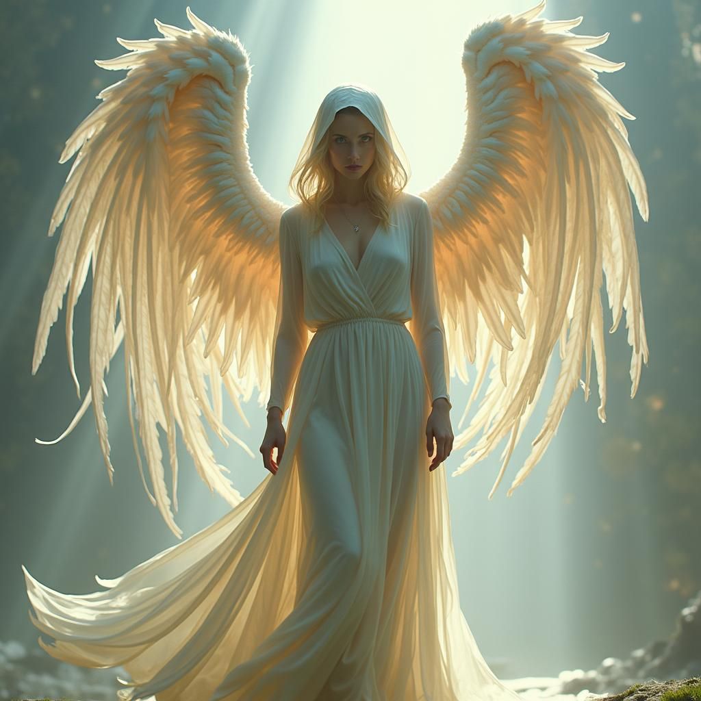 Ethereal Angel in Dreamy, Surreal Landscape