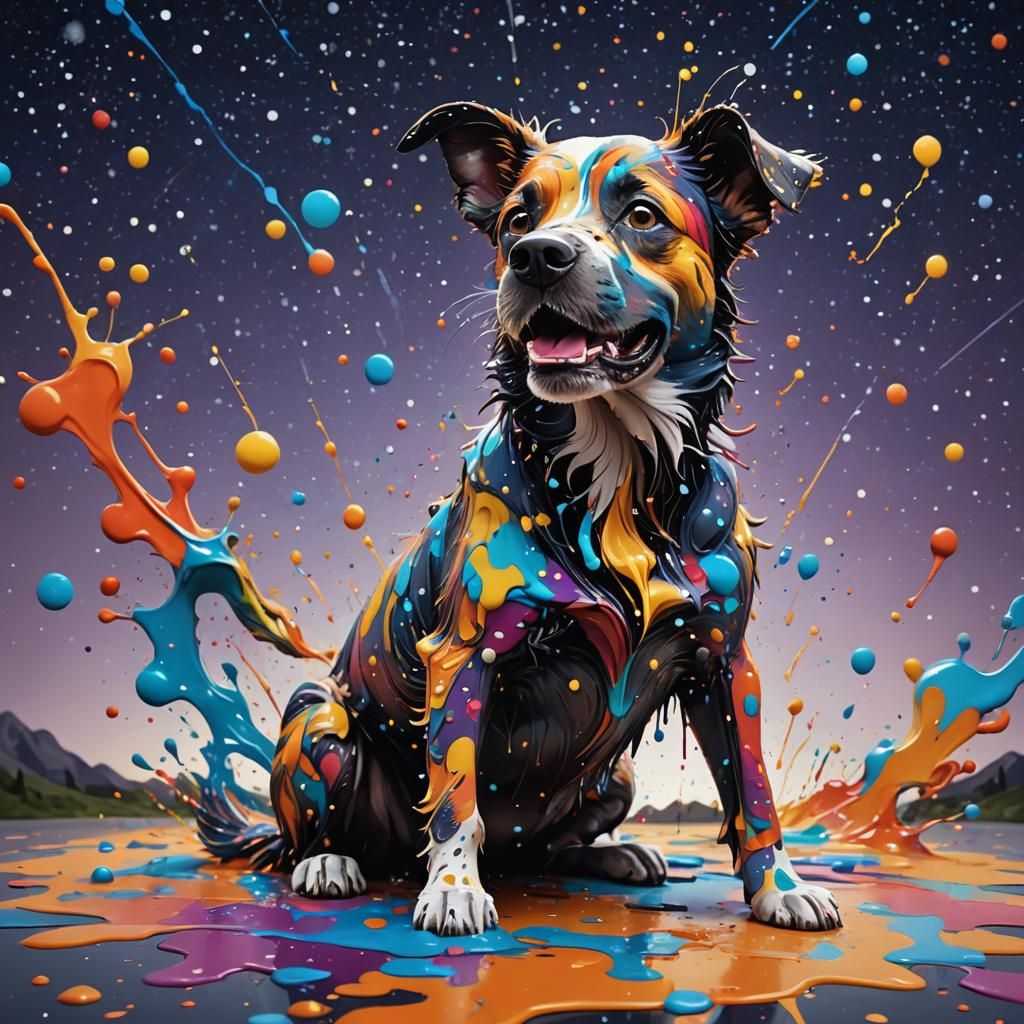 Animated Paint Dog in Fluidic Art Style