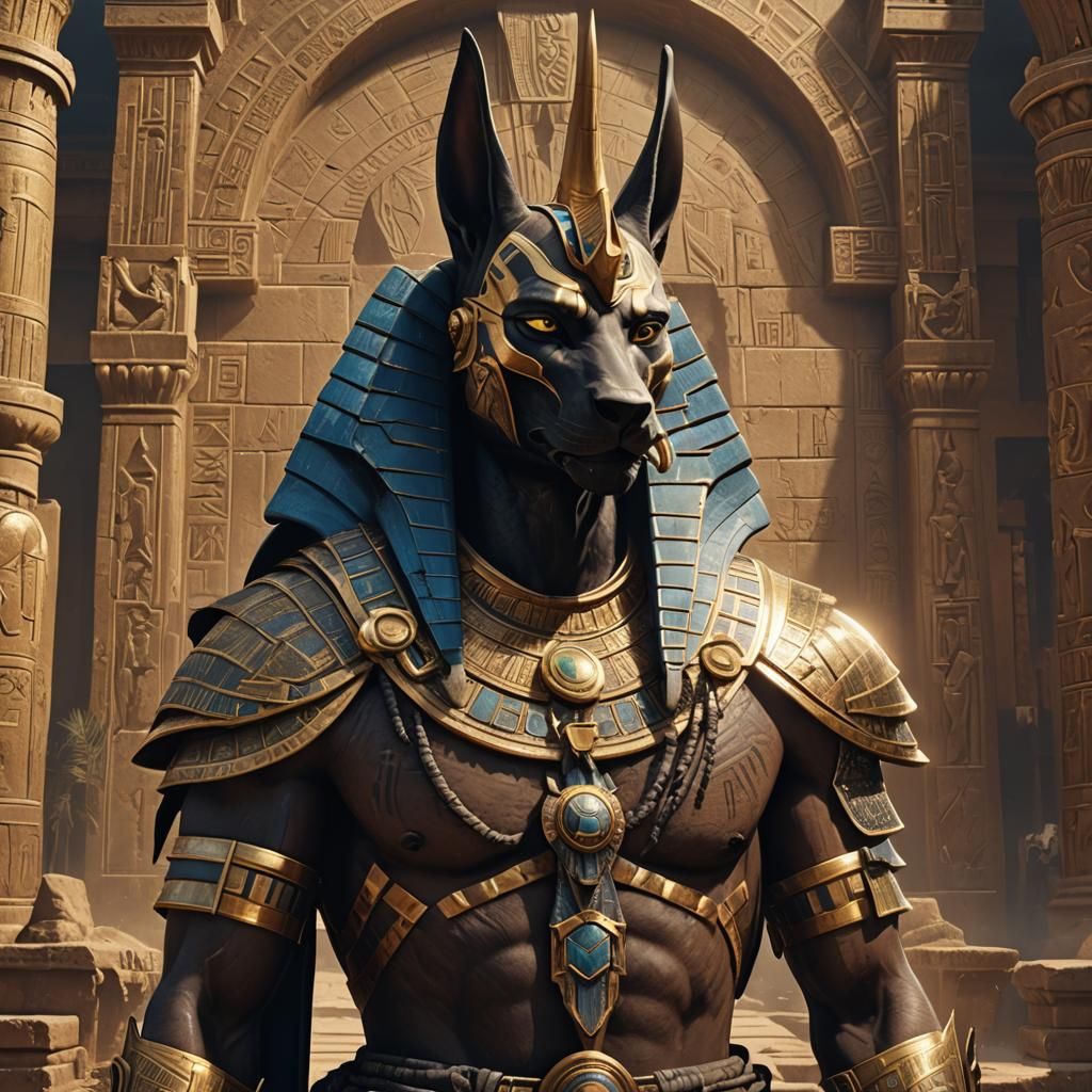 Anubis Portrait in Greek Mythology: Detailed Matte Painting